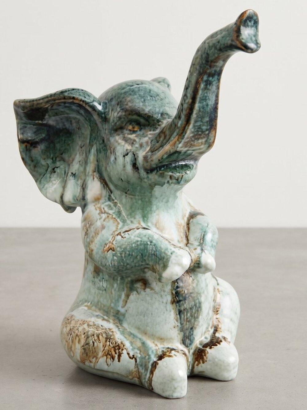 Apropos Home Collection Drip Glaze Elephant Figurine Blue Green Ceramic Decor